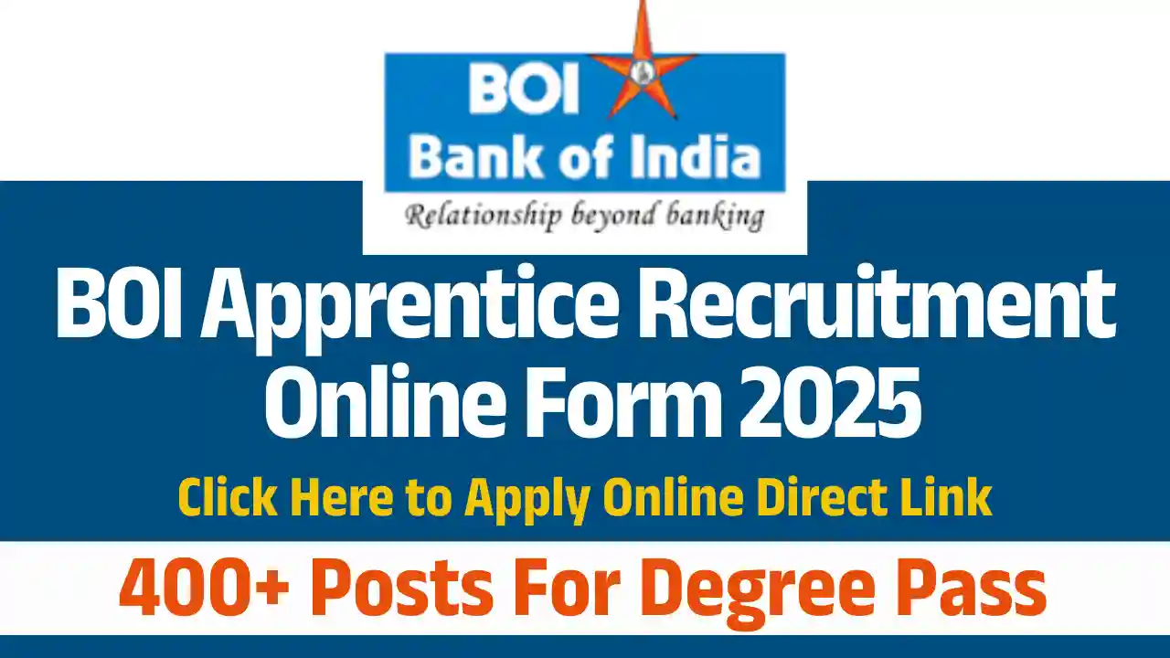 400+ Posts In BOI Apprentice Recruitment Online Form 2025: Direct Link to Apply